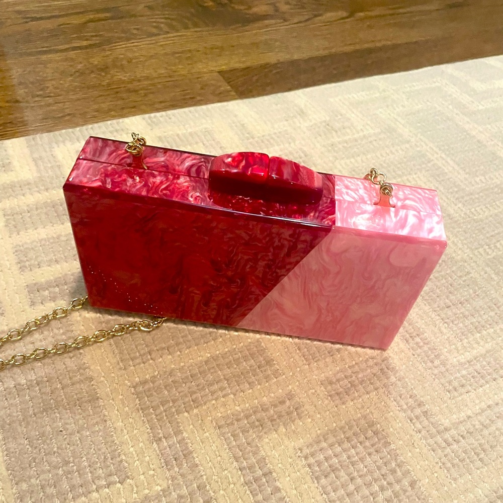 TUCKERNUCK Acrylic Clutch; Red/ Pink Combo